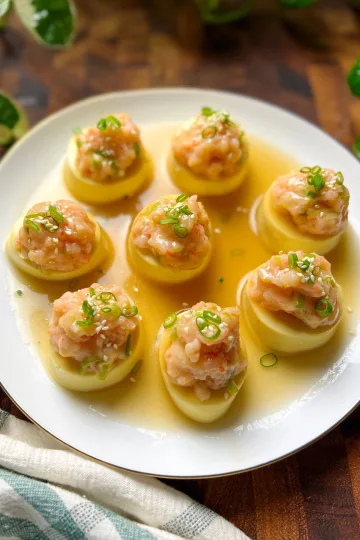 stuffed egg tofu with shrimp